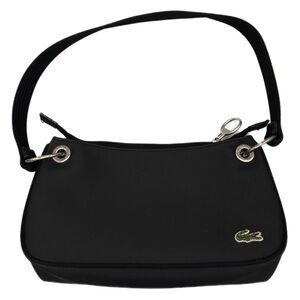 Lacoste Y2K Black Nylon Baguette Shoulder Bag Silver Hardware
